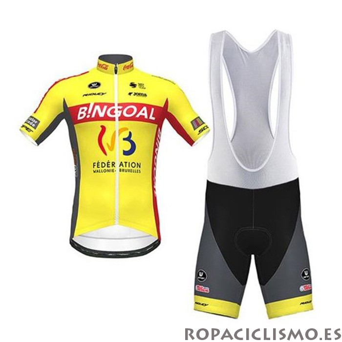 2020 Maillot Wallonie Bruxelles Tirantes Mangas Cortas Amarillo Rojo